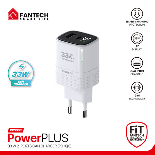 Fantech PowerPLUS PPS332 33W 2-Ports GaN Charger (PD+QC)