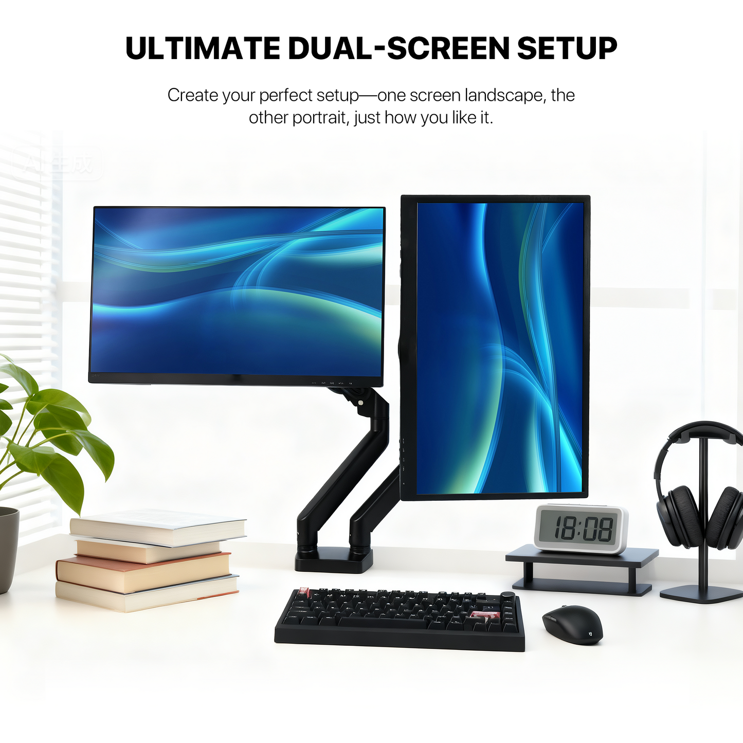 WORK STATION PRO MOUNT DUAL ARM MBD1 MONITOR BRACKET BLACK