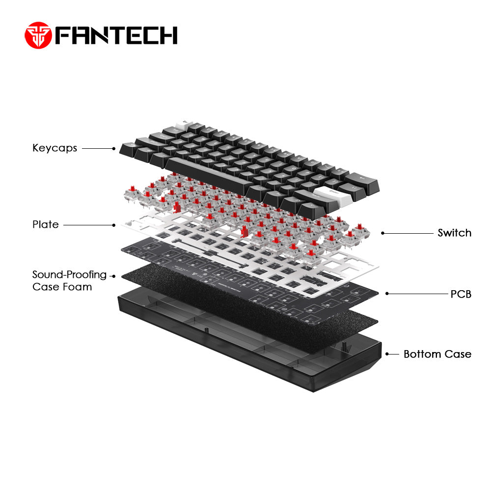 Fantech MAXFIT61 FROST Wired Keyboard Hotswap Gaming Mechanical RGB