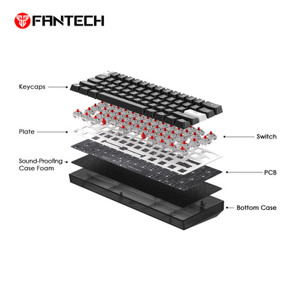 Fantech MAXFIT61 FROST Wired Keyboard Hotswap Gaming Mechanical RGB