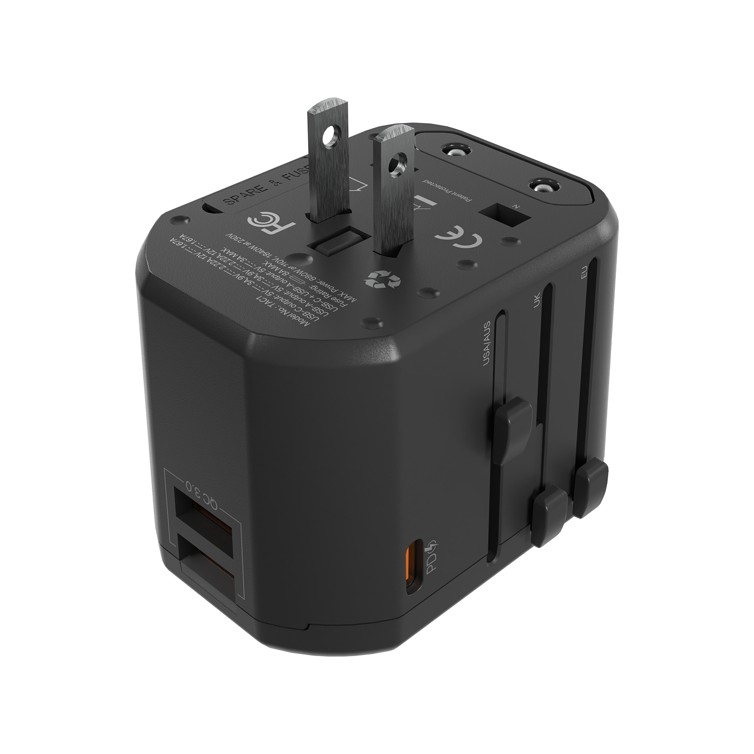 Fantech Universal Travel Adapter 3 Port (PD+QC) 20W - TAC1 - Fantech Indonesia