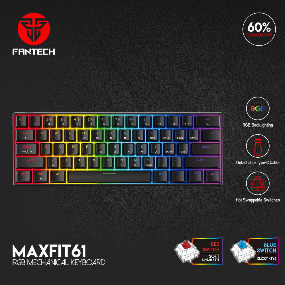 Keyboard Gaming 60% MAXFIT61 MK857 60% Keyboard Gaming Mechanical