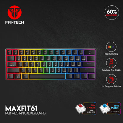 Keyboard Gaming 60% MAXFIT61 MK857 60% Keyboard Gaming Mechanical