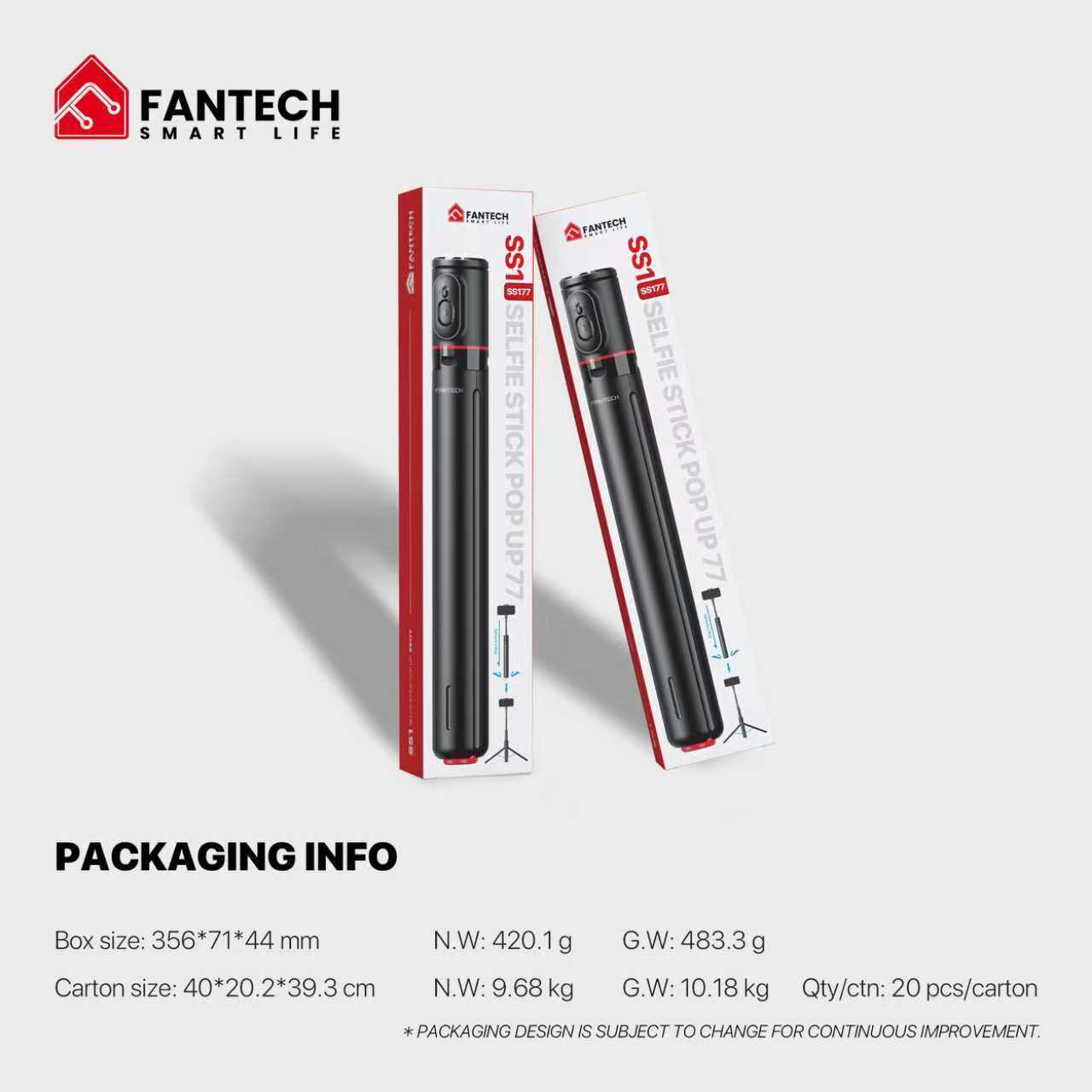 Fantech SS177 Selfie Stick Live Tripod Bluetooth Selfie 1.77m Aluminum Alloy Fill Light Rotatable 180° For Phones