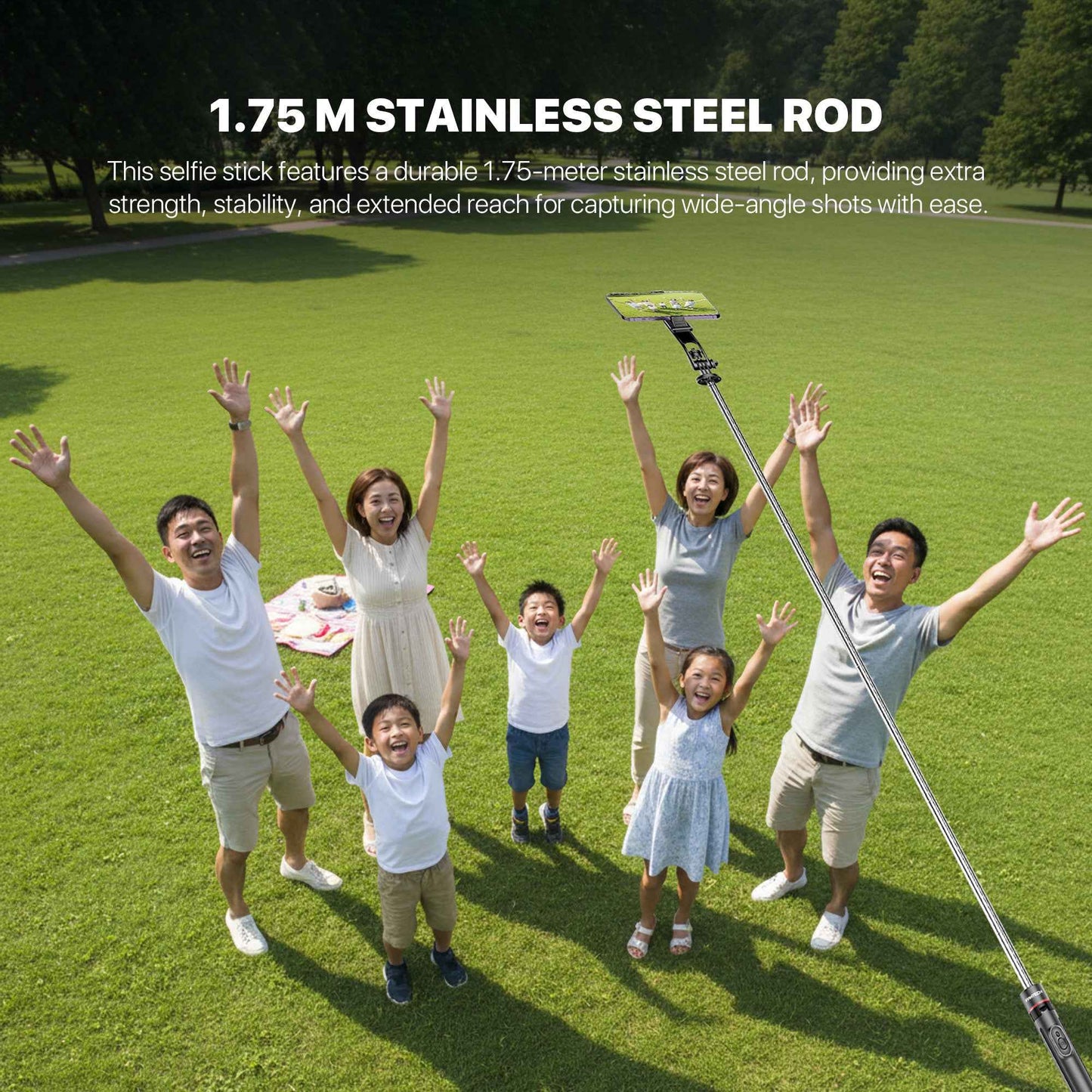 Fantech SS175 Selfie Stick Live Tripod Bluetooth Selfie 1.75m Stainless Steel Fill Light Rotatable 360° For Phones SS175