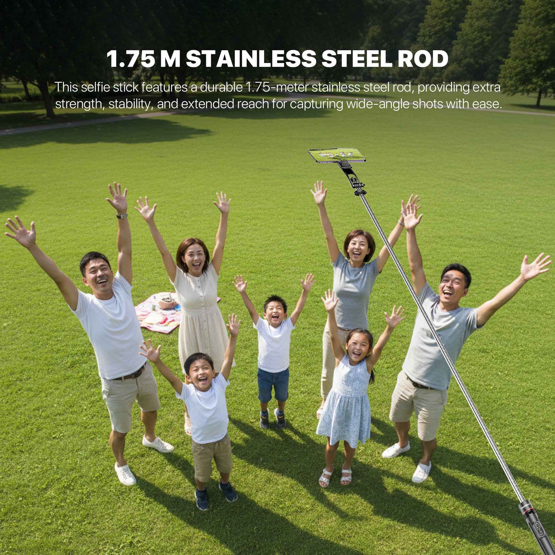 Fantech SS175 Selfie Stick Live Tripod Bluetooth Selfie 1.75m Stainless Steel Fill Light Rotatable 360° For Phones SS175