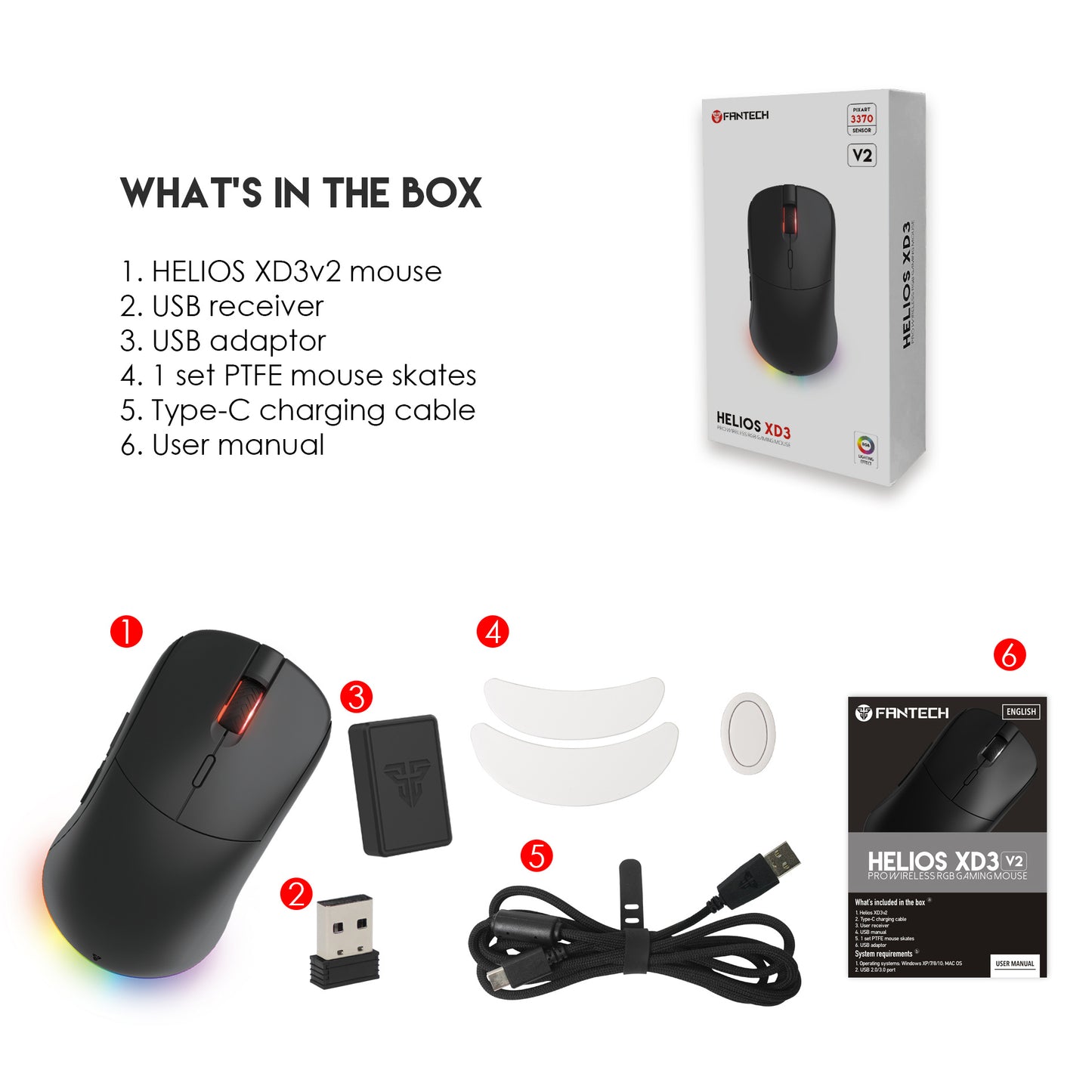 MOUSE GAMING PRO HELIOS XD3V2