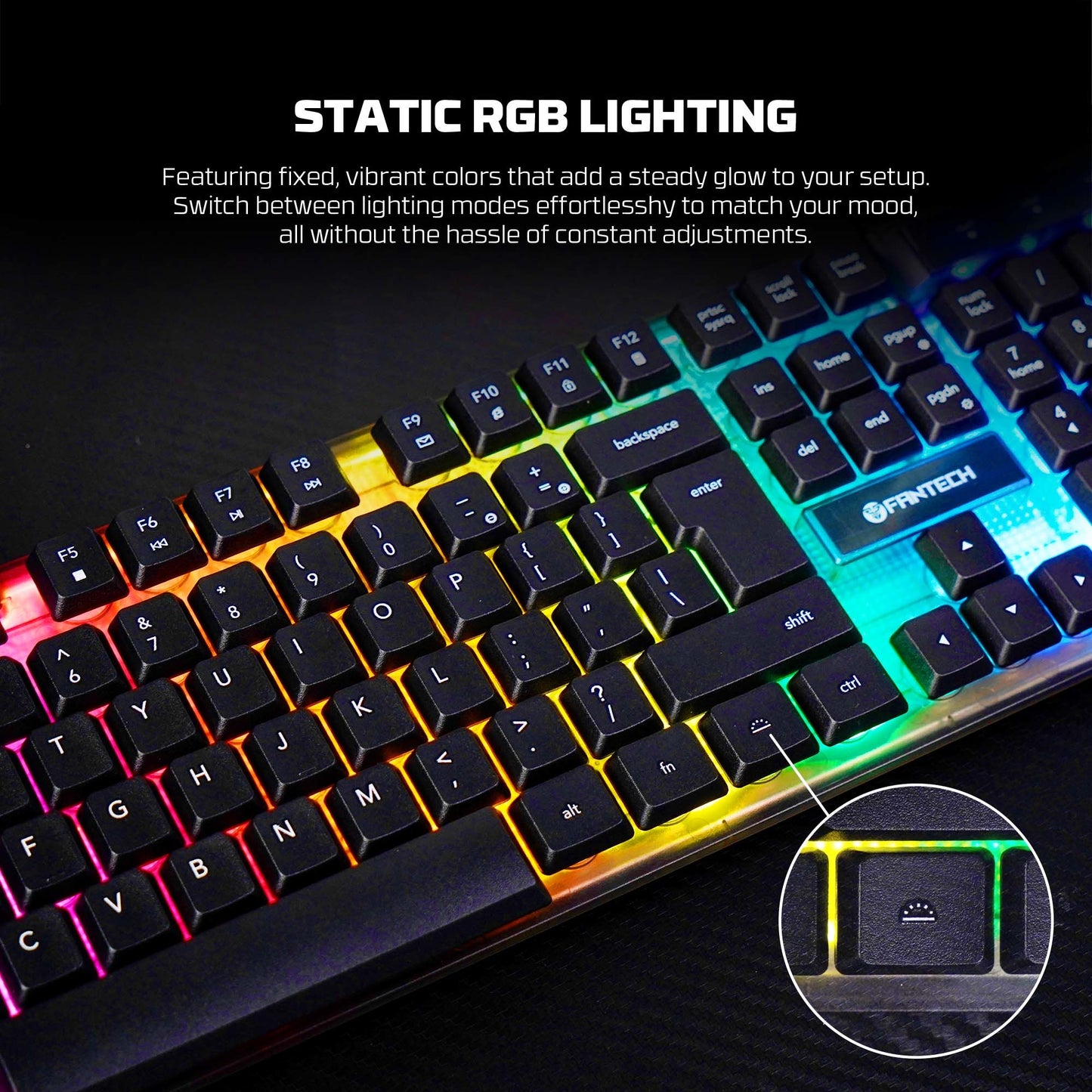 Fantech SHIKARI S K515S Keyboard Gaming Membrane RGB Transparent Cover Full Size
