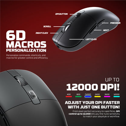 Fantech KANATA Wireless WG9RD Mouse Gaming Macro Huano Switch 12000 DPI
