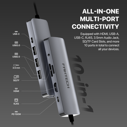 FANTECH HC101 Converter USB Hub Type C 10 in 1