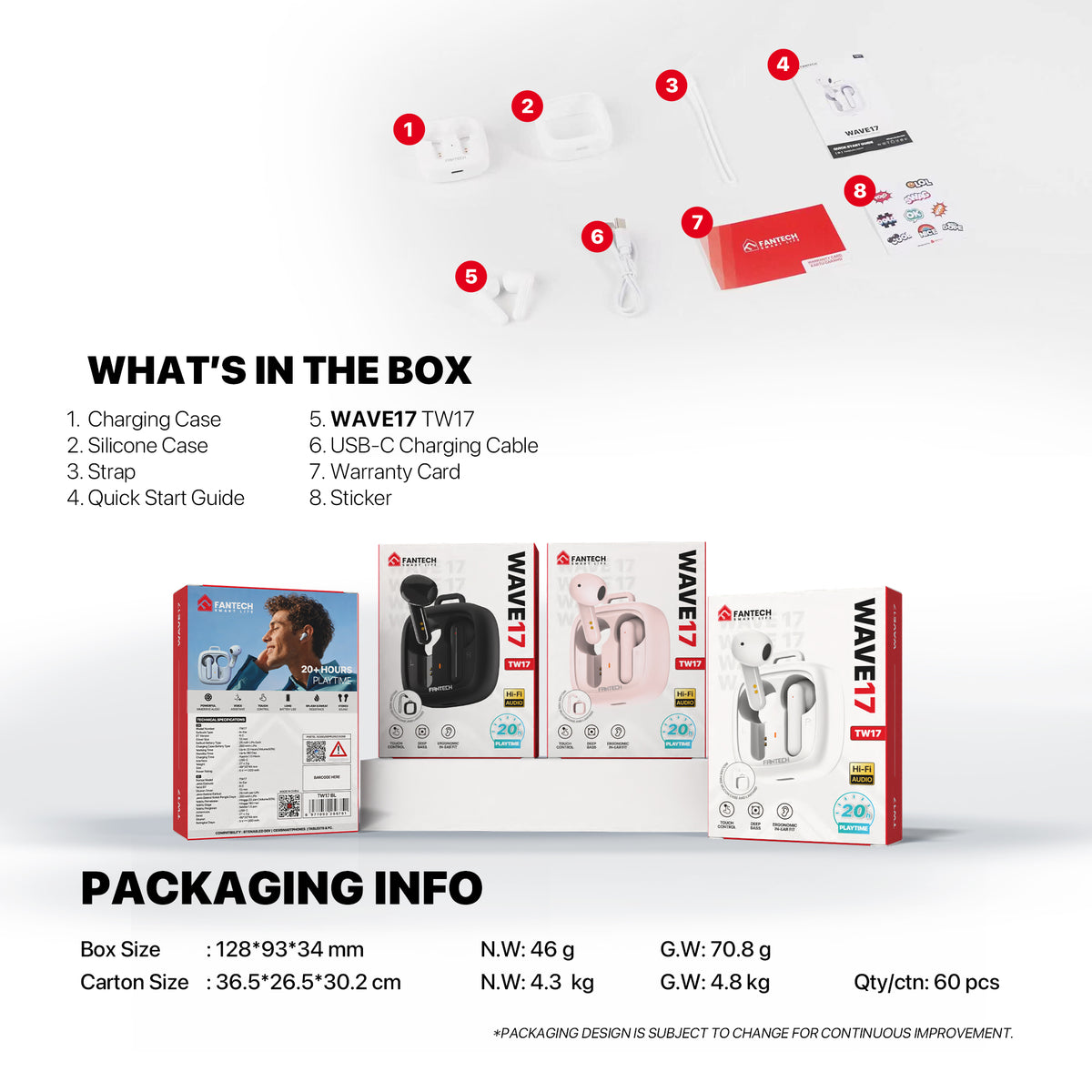 Fantech WAVE17 (TW17) True Wireless Earbuds.