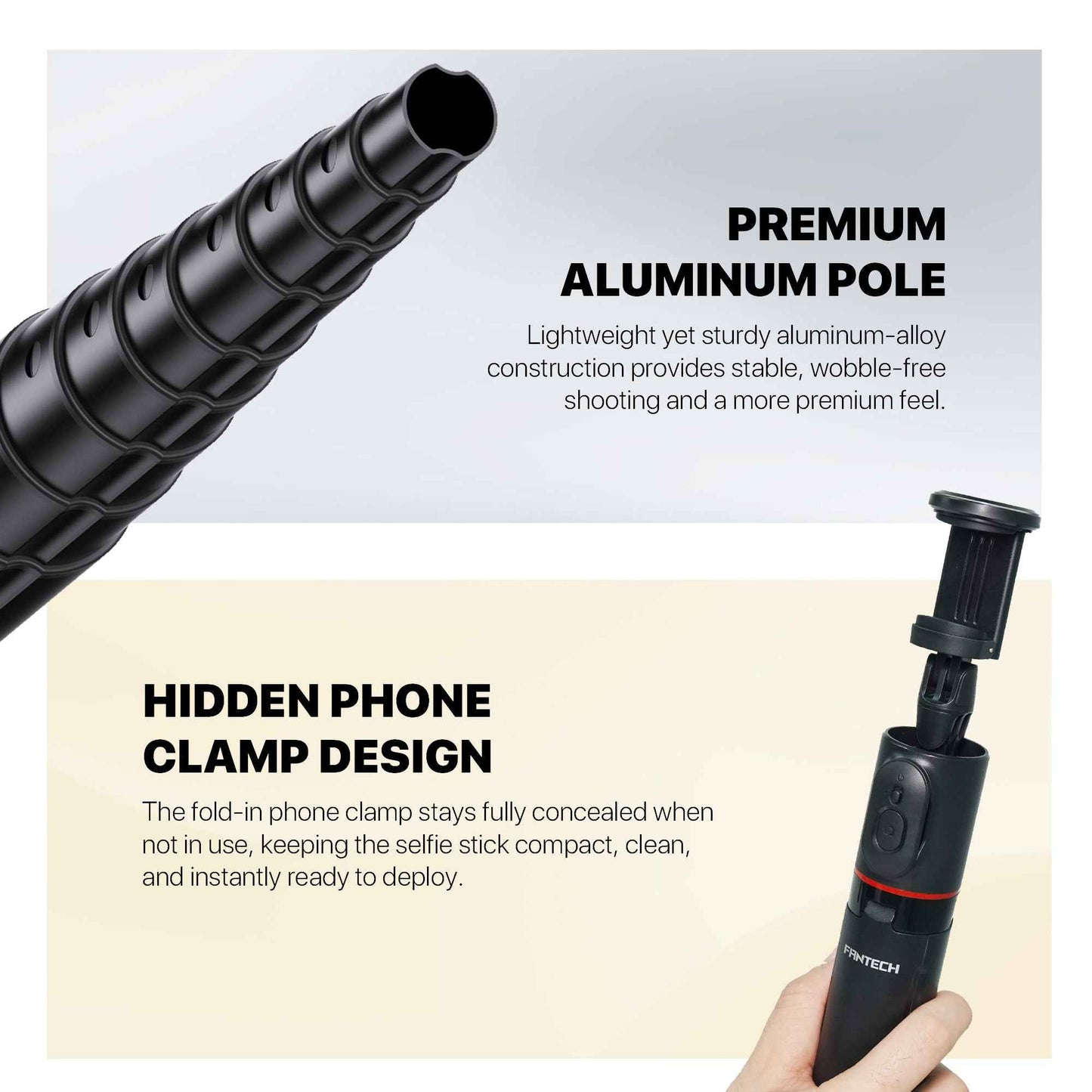 Fantech SS177 Selfie Stick Live Tripod Bluetooth Selfie 1.77m Aluminum Alloy Fill Light Rotatable 180° For Phones