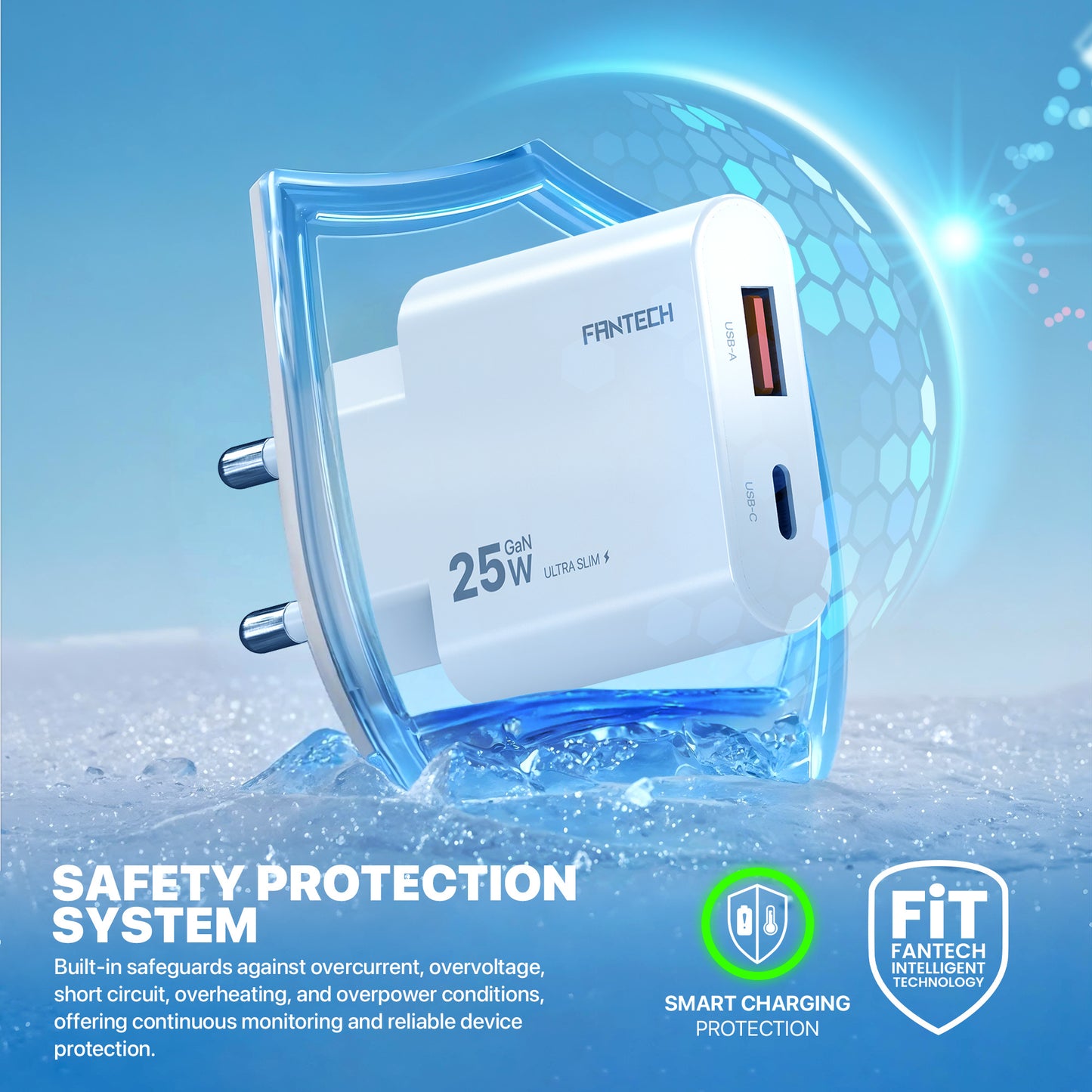 Fantech PowerPLUS PPS251 25W 2-Ports GaN Charger (PD+QC)