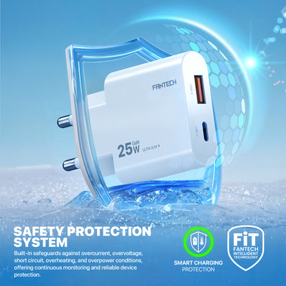 Fantech PowerPLUS PPS251 25W 2-Ports GaN Charger (PD+QC)
