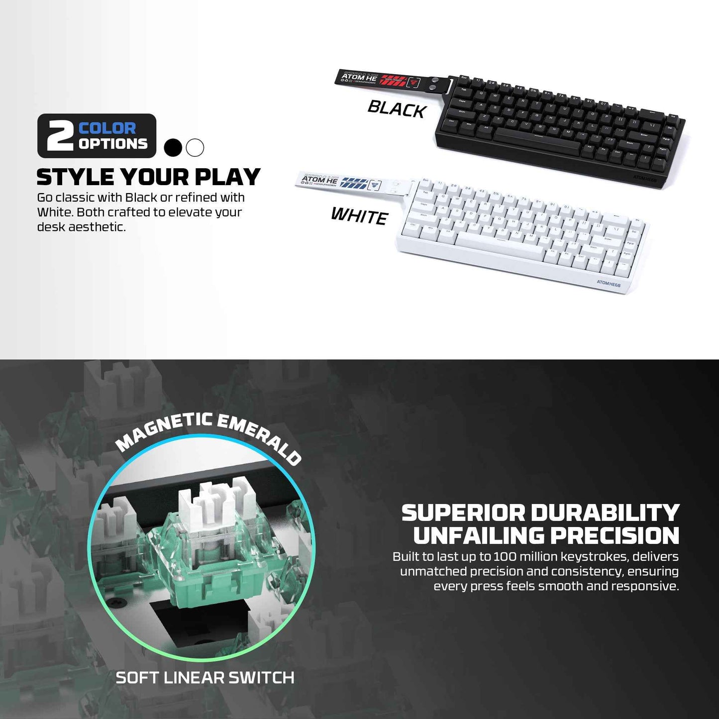 FANTECH MK811 ATOM HE68 MAGNETIC SWITCH KEYBOARD SUPPORTS WIRED 8K POLLING RATE