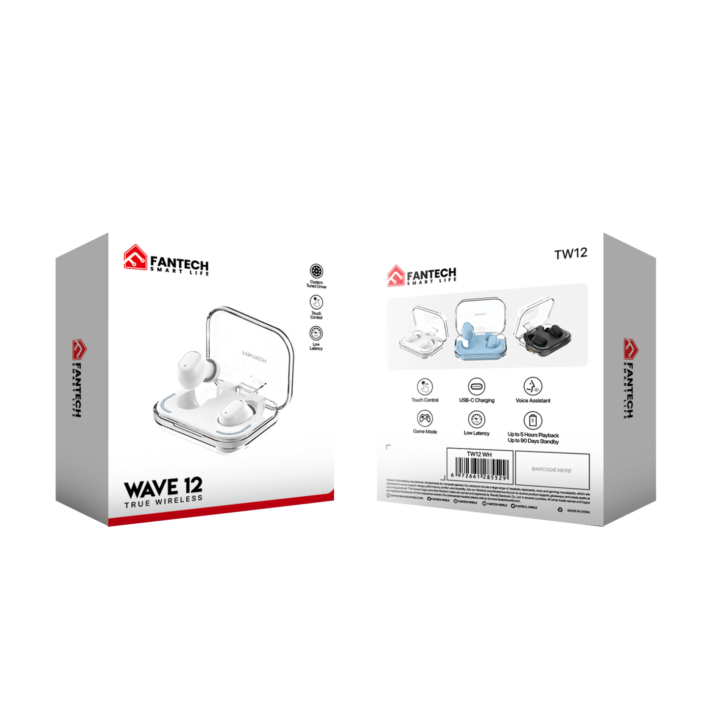 Fantech TWS Bluetooth Wireless Wave 12 TW12 Built-in Microphone - Fantech Indonesia