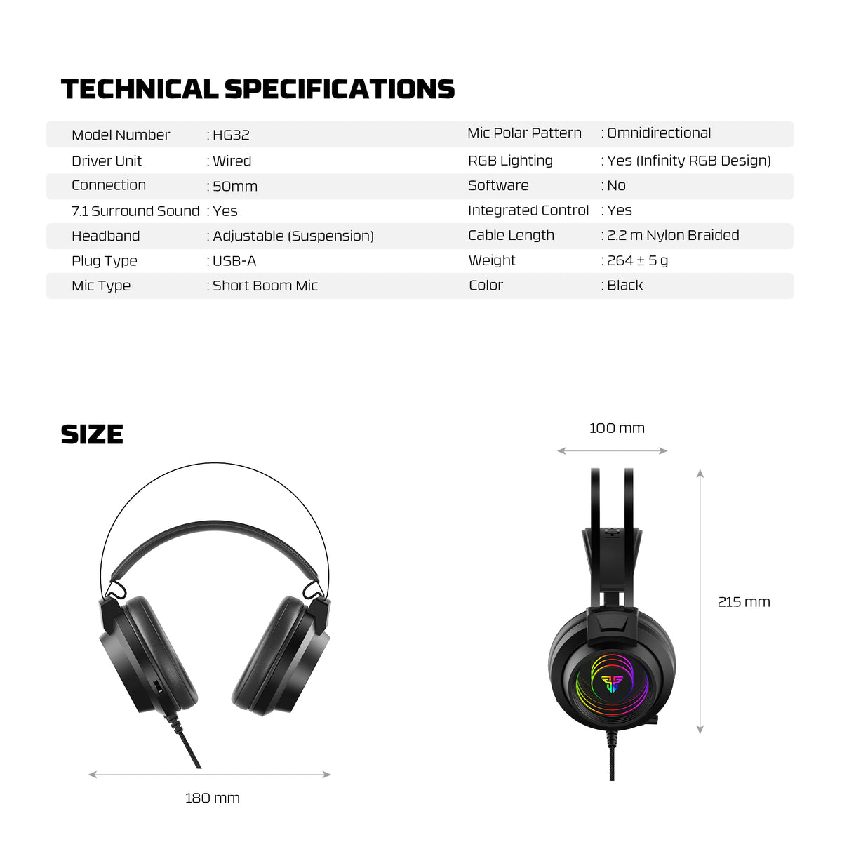 FANTECH LOOP 7.1 NEO HG32 GAMING HEADSET BLACK