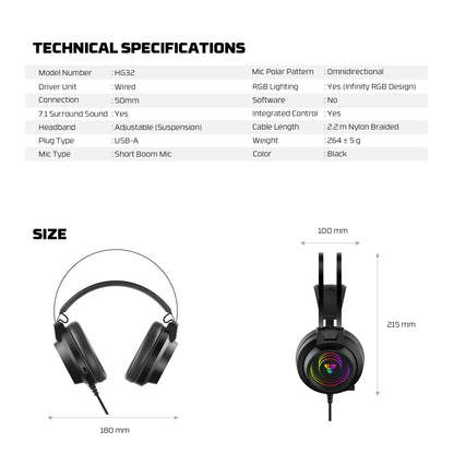 FANTECH LOOP 7.1 NEO HG32 GAMING HEADSET BLACK