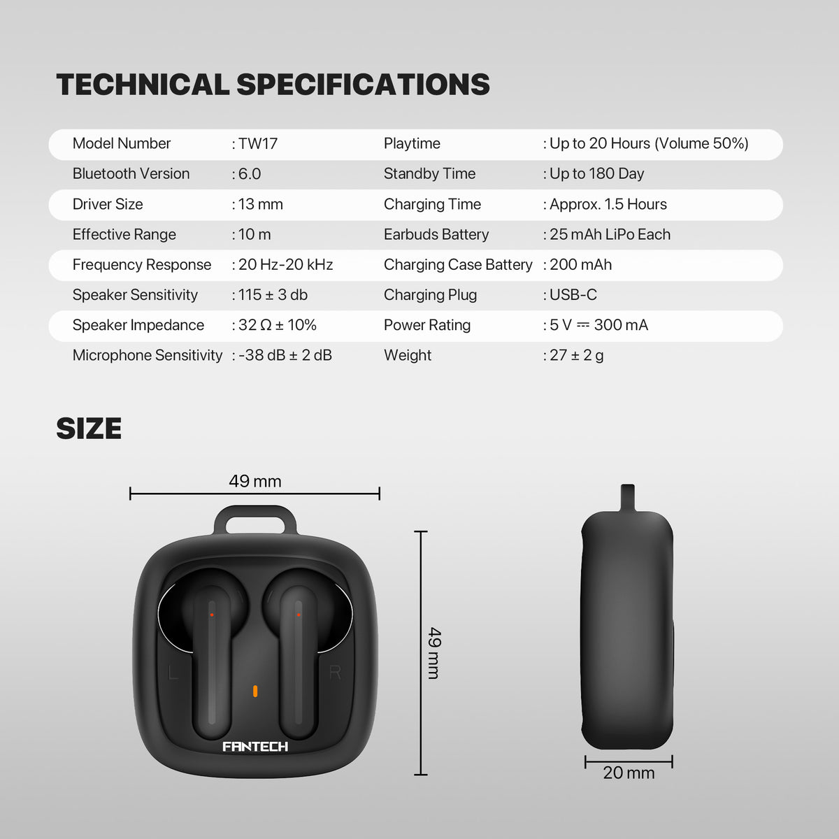 Fantech WAVE17 (TW17) True Wireless Earbuds.