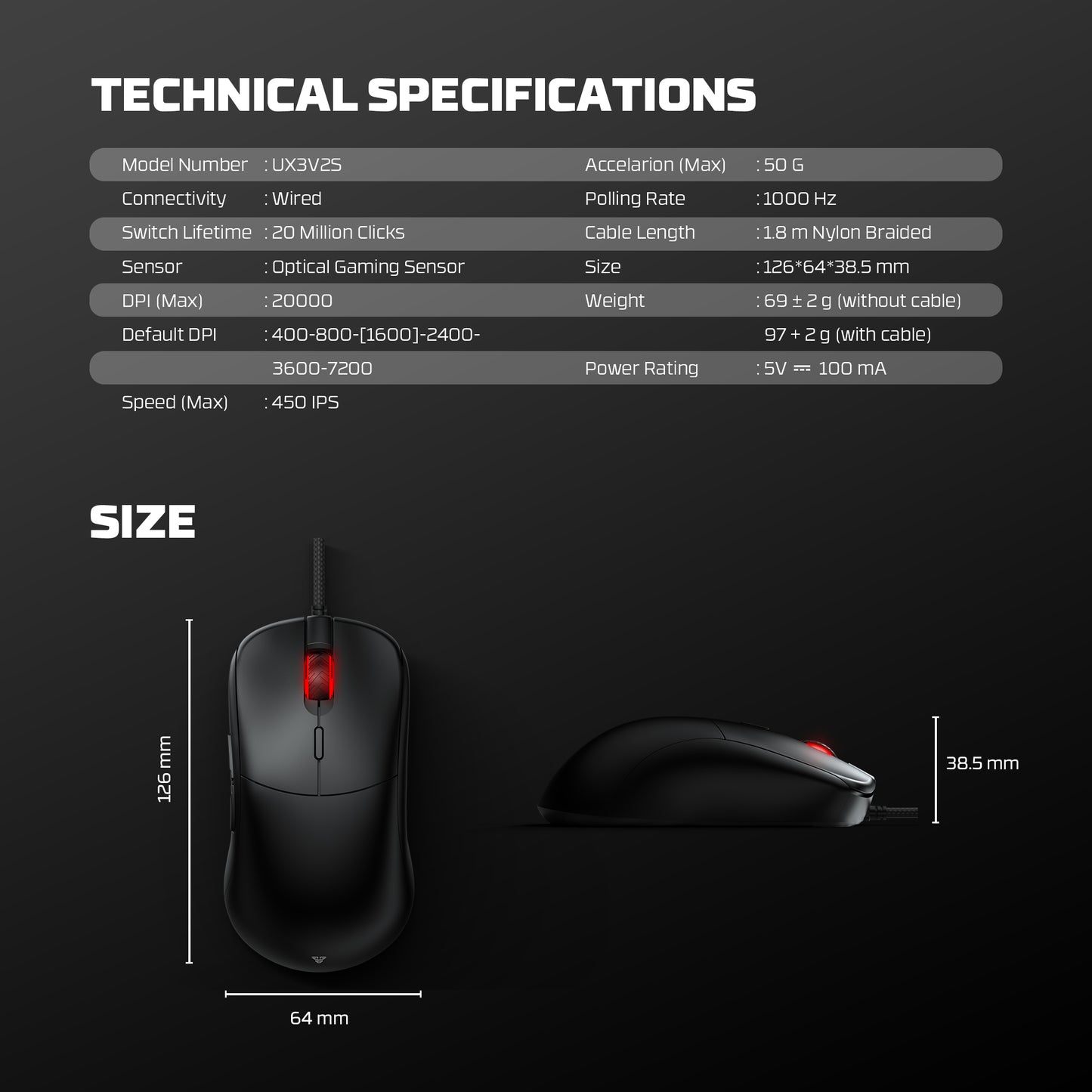 Fantech UX3V2S Helios Neo Gaming Mouse Pro Wired RGB