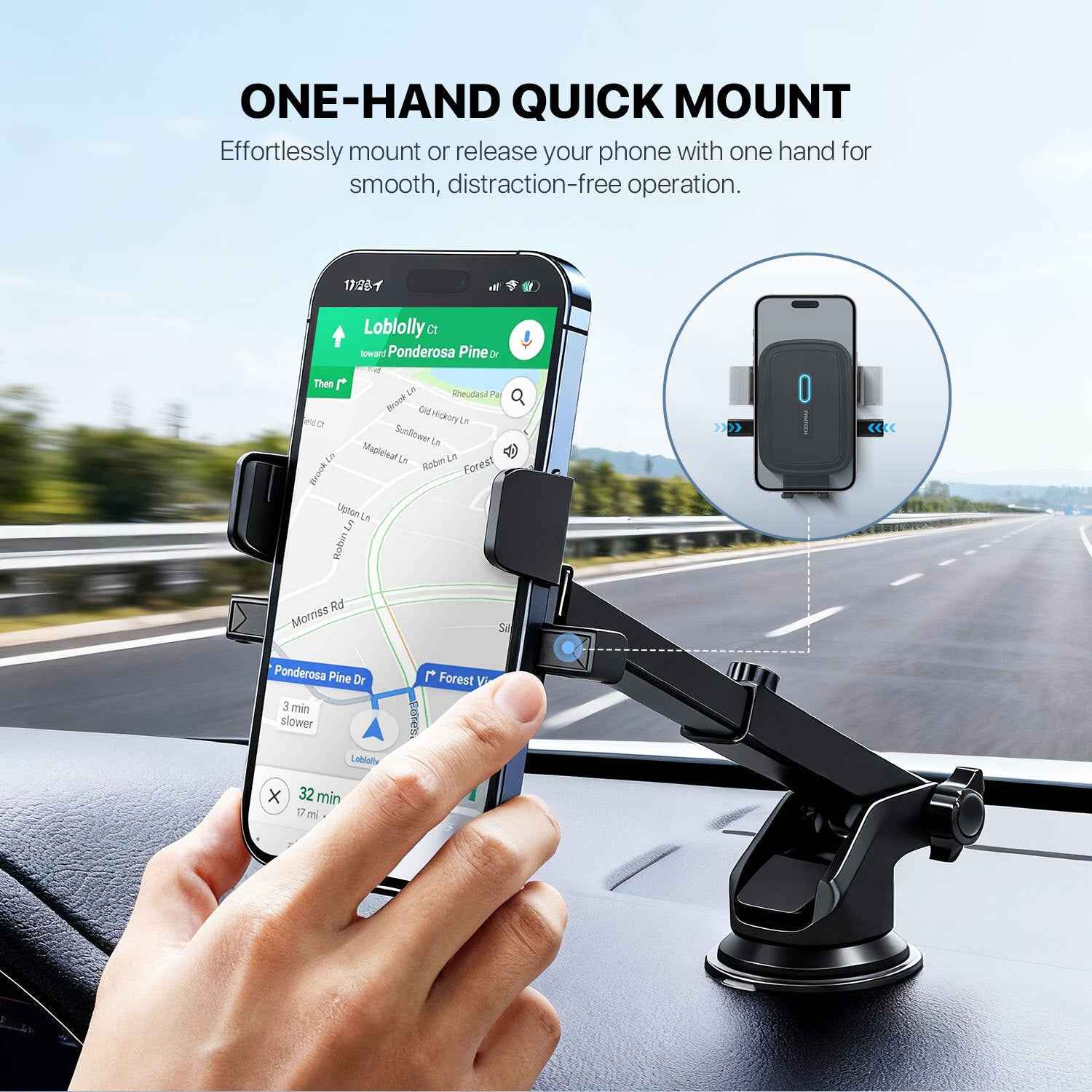 Fantech Car Phone Holder FCH01 Dudukan Hp Di Dashboard dan Kaca Mobil dengan Rotasi 360° Compatibility for All Smartphones Compatibility 60-88mm Smartphone