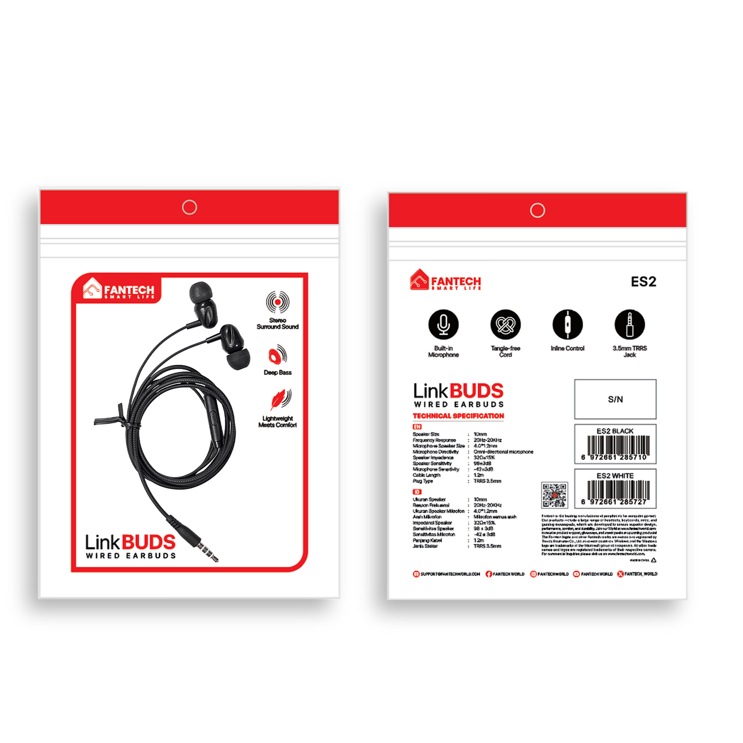 Fantech Headset Earphone Go Wired LinkBuds - Handsfree ES2 - Fantech Indonesia