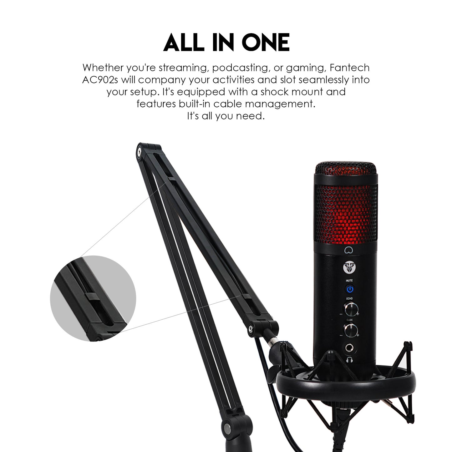 Stand Mic Meja Boom Arm Adjustable AC902S for LEVIOSA MCX01 02