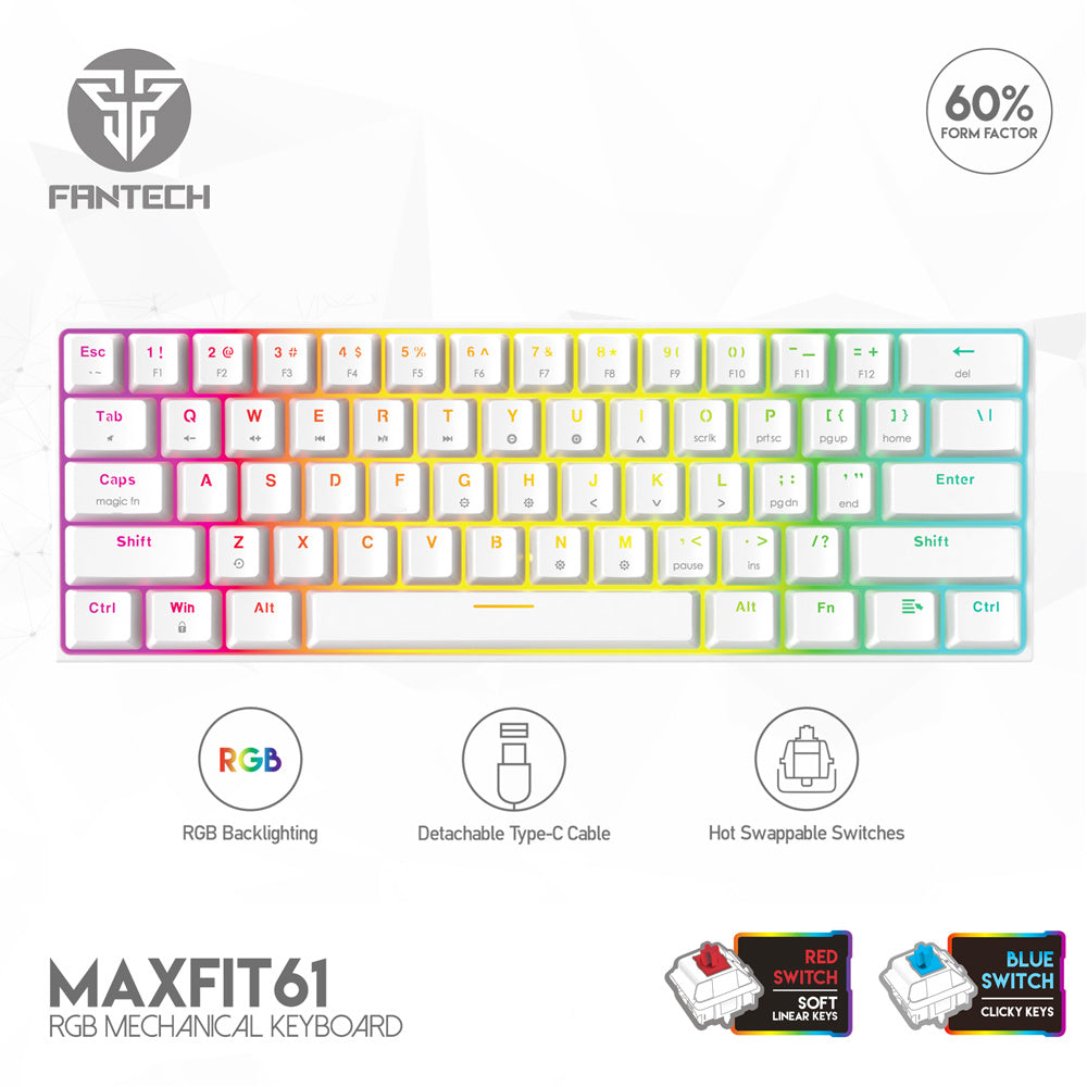 Keyboard Gaming 60% MAXFIT61 MK857 60% Keyboard Gaming Mechanical