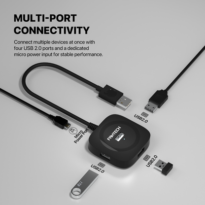 FANTECH USB Hub Fast Transfer HA2041 PORTS 2.0 High Speeds 480Mbps USB Hub Multi-Safety Protection