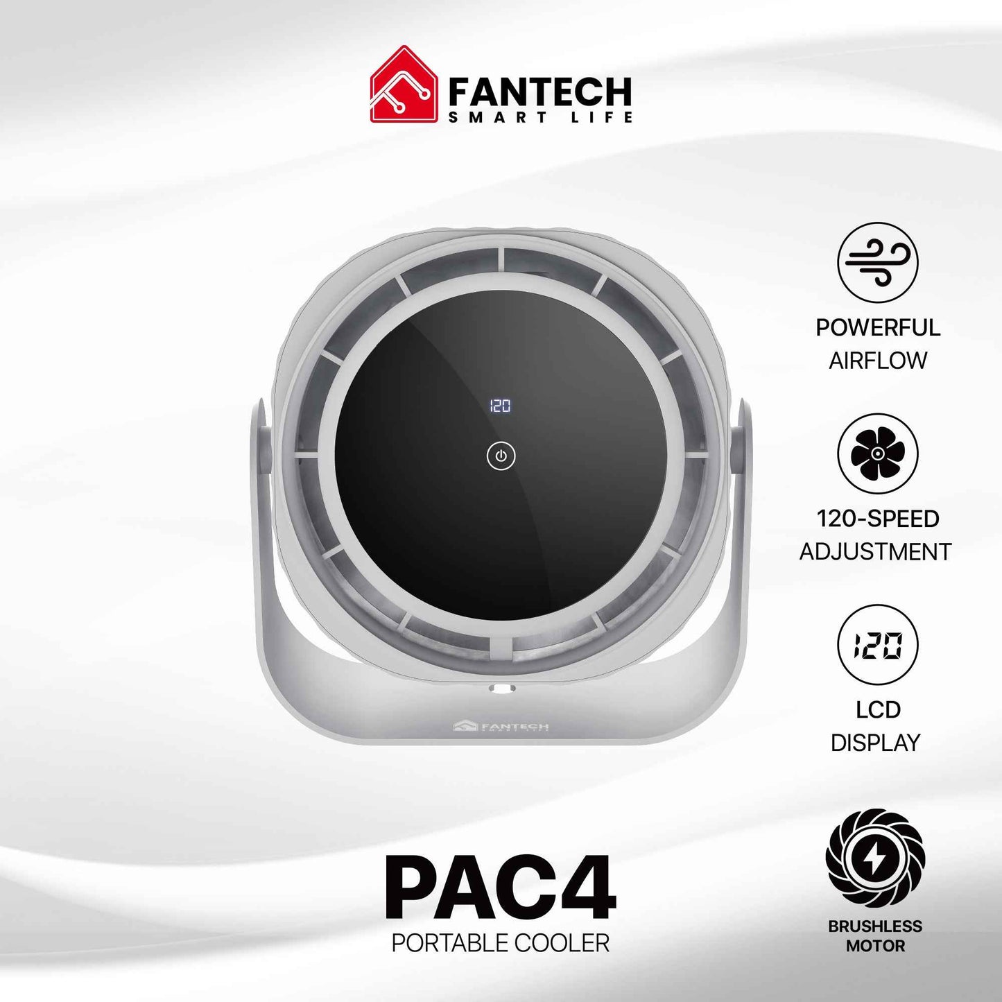 Fantech Kipas Portable Cooler PAC4 Multi Function with Touch Button LCD Display Brushless Motor 120 speed