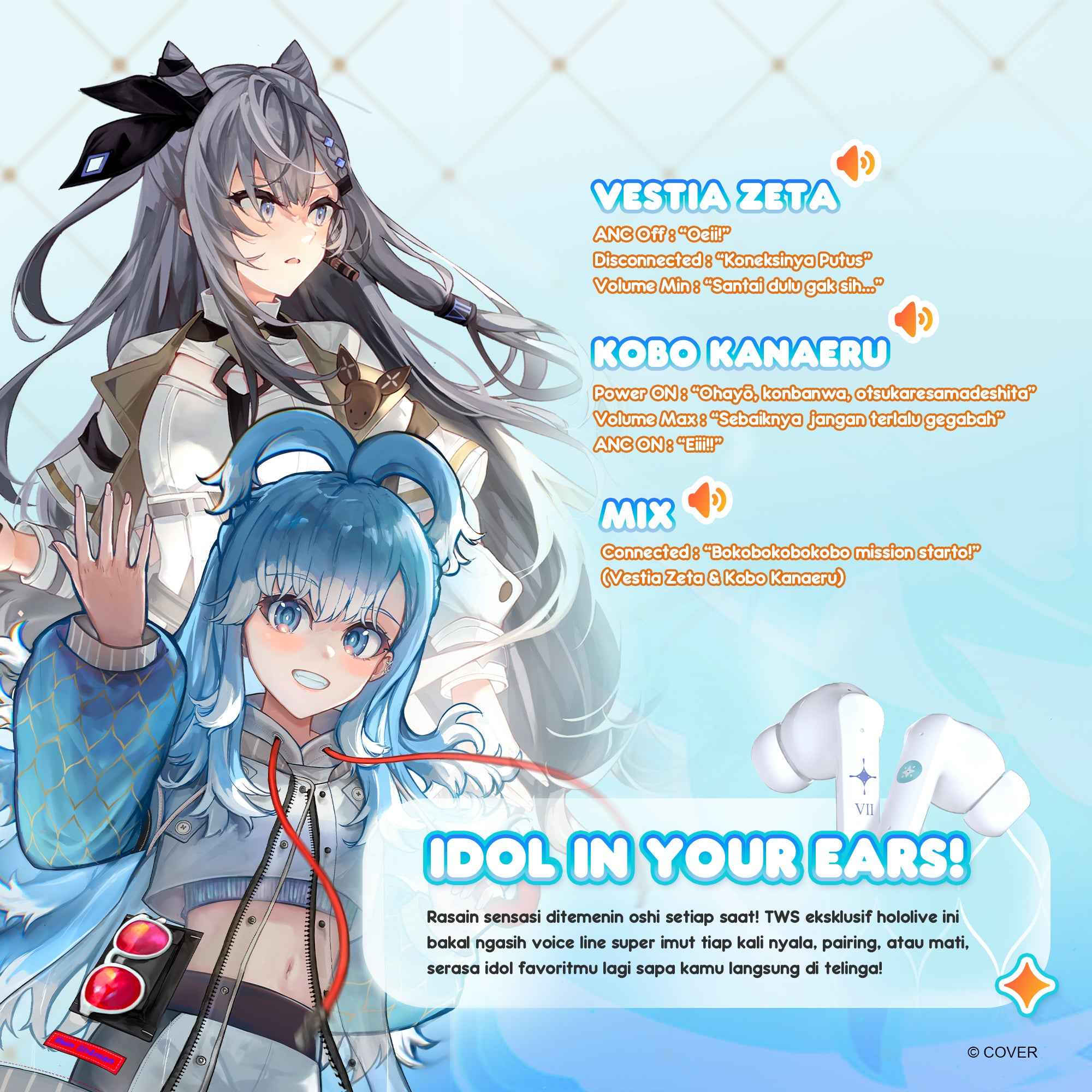 FANTECH x HOLOLIVE EXCLUSIVE COLLABORATION TWS GROOVE ANC FT20 Kobo Kanaeru & Vestia Zeta Limited Edition (BONUS PLUSHIE)