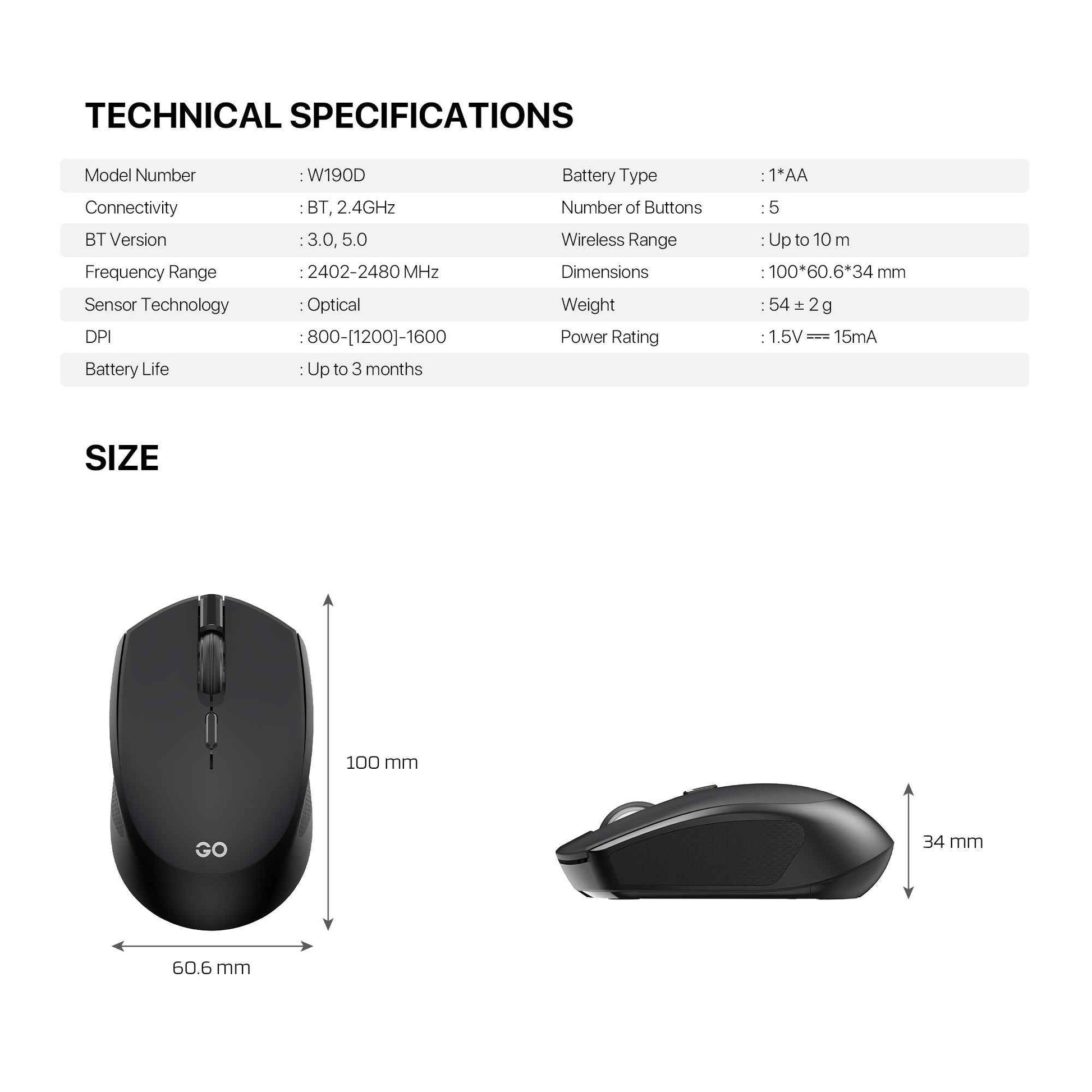 Fantech Wireless 2.4ghz + Bluetooth 5 Mouse Office Silent Click Kantor W190D Dual Mode free baterai
