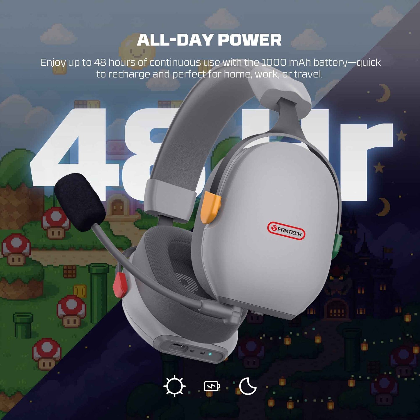 Fantech SUPER MAXFIT WHG06 Quad Connections Wireless 2.4ghz Bluetooth Multi Platform Headset Headphone