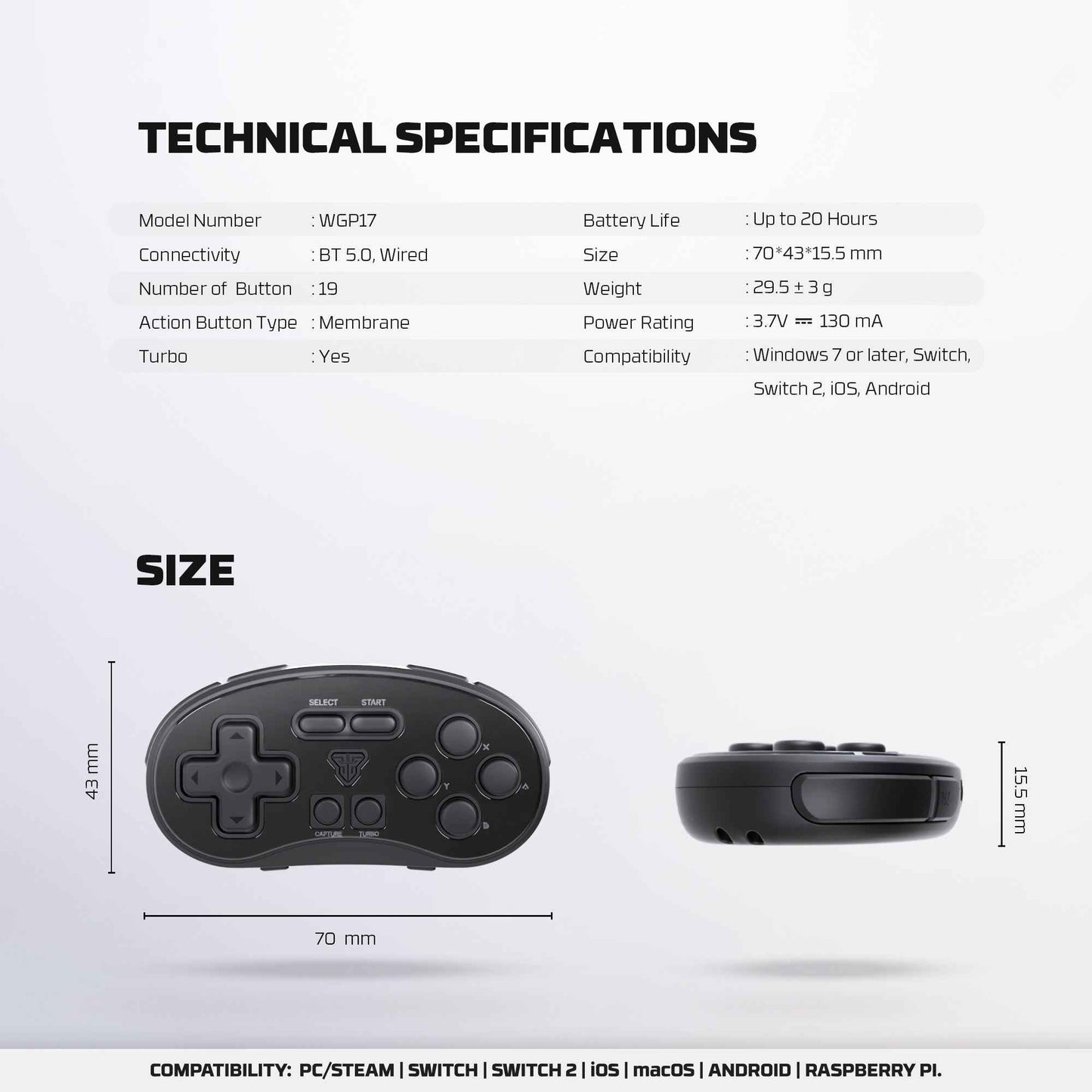 FANTECH POCKET SIZE MINI GAMEPAD WIRELESS EOS MINI WGP17