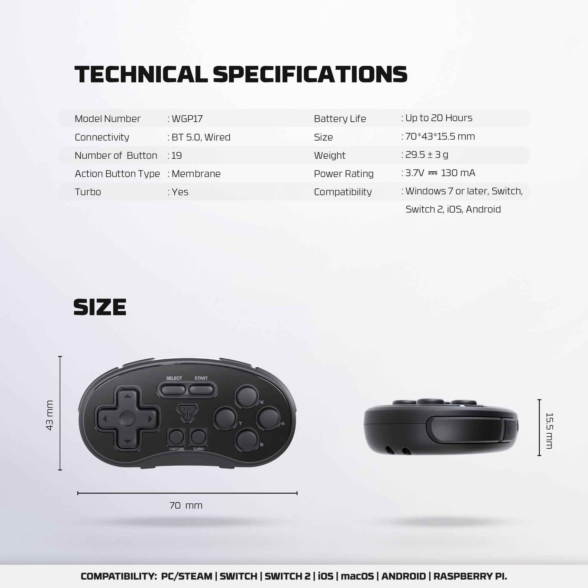 FANTECH POCKET SIZE MINI GAMEPAD WIRELESS EOS MINI WGP17
