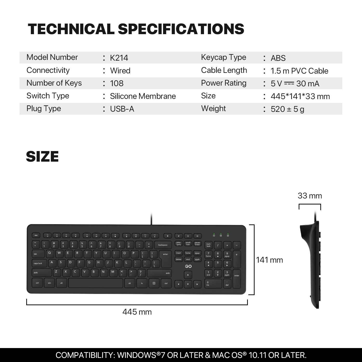 Fantech GO K214 Keyboard Office