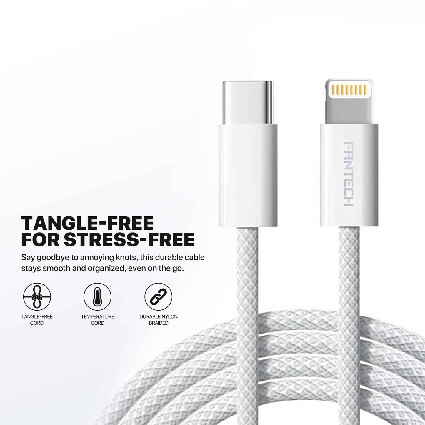 Charger Fantech PK202 Set Bundling Adaptor 20W Fast Charging Power Delivery With Braided Cable