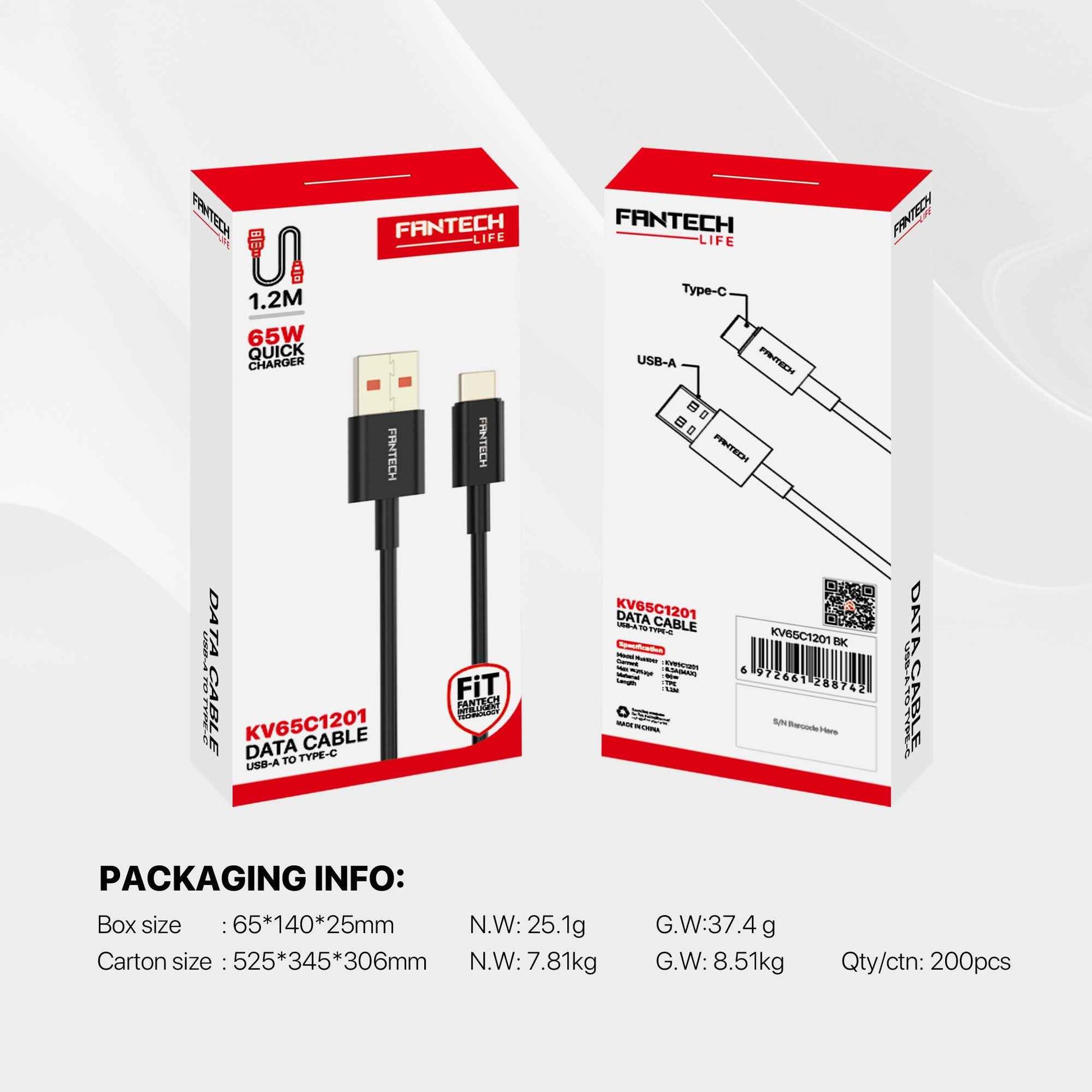 Cable Charger Fantech KV65C1201 Cable grey