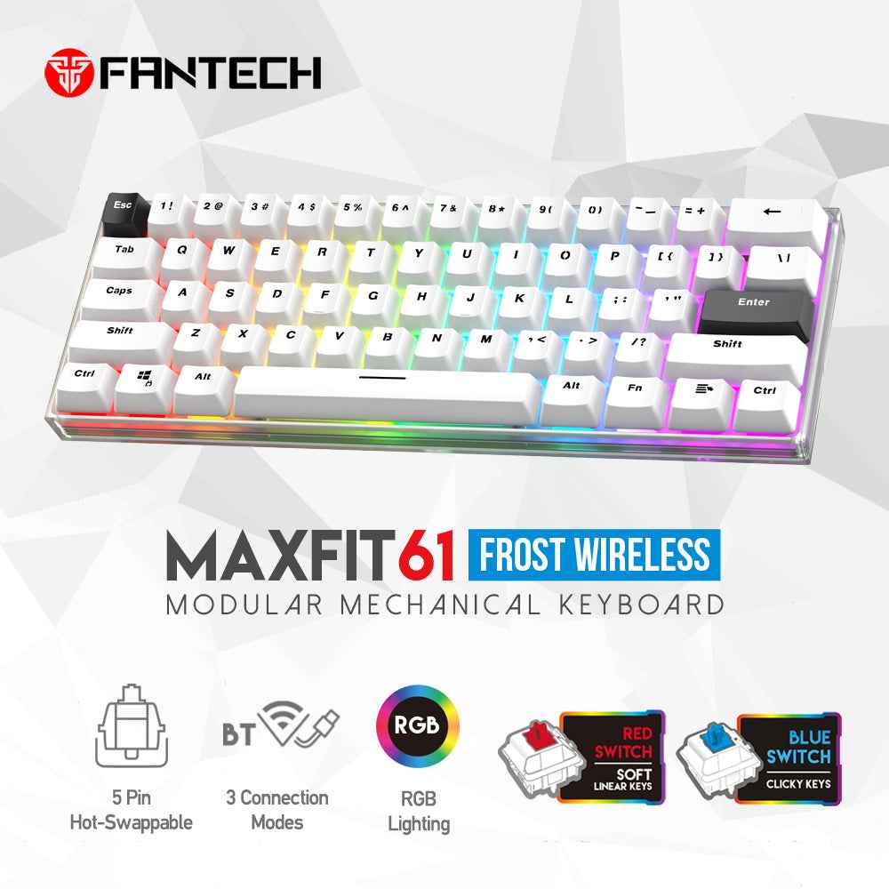 Keyboard Gaming Mechanical RGB Hot-Swappable MAXFIT61 FROST WIRELESS
