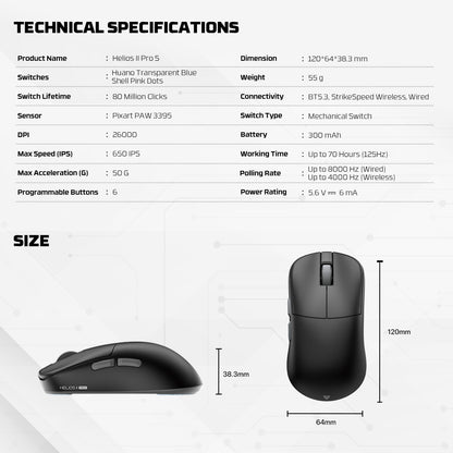 Mouse Gaming HELIOS II PRO S 8K 8K