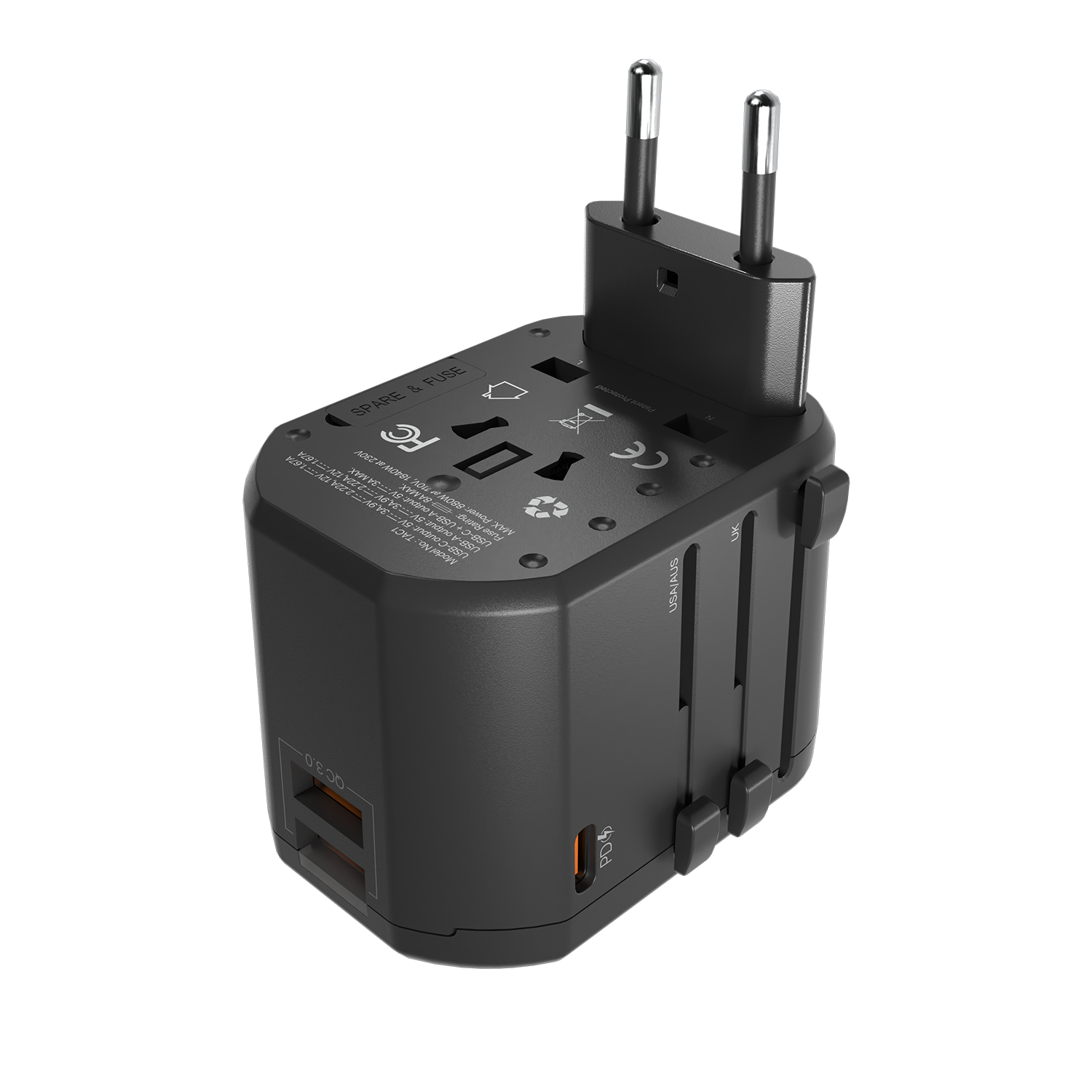 Fantech Universal Travel Adapter 3 Port (PD+QC) 20W - TAC1 - Fantech Indonesia