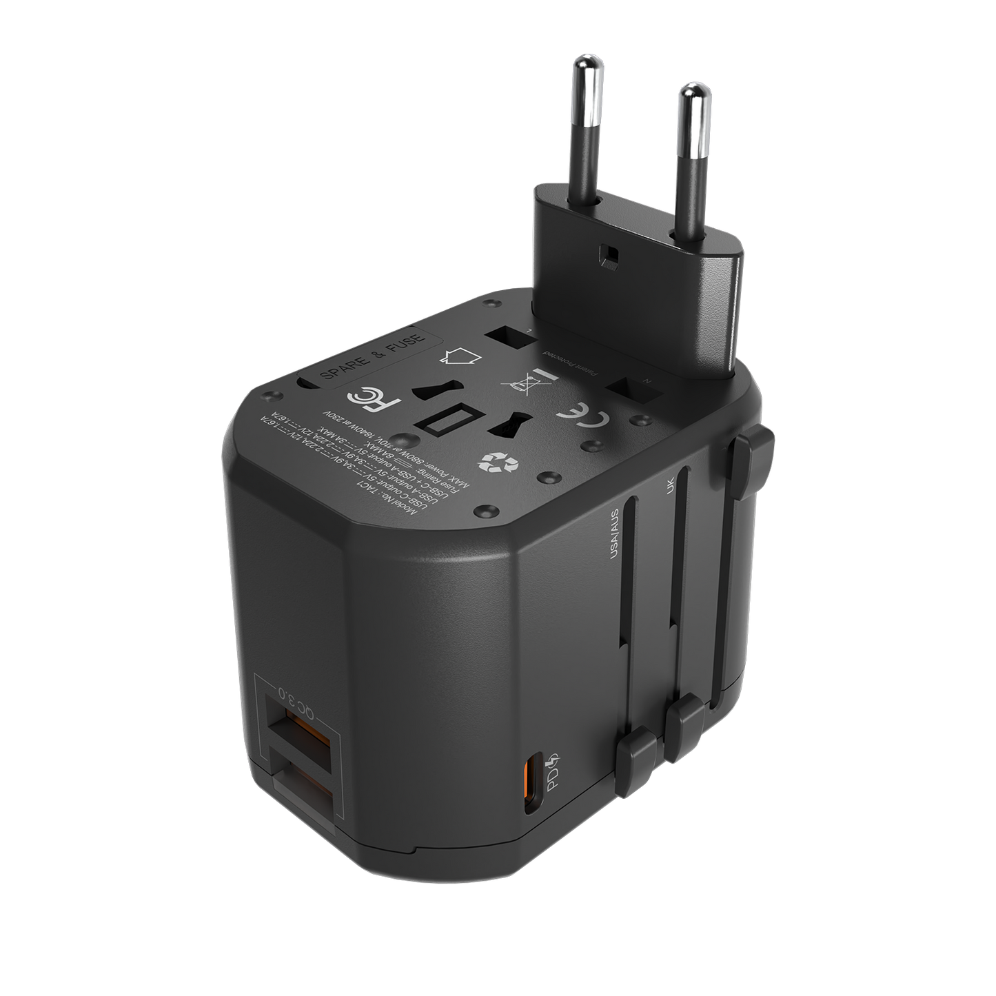 Fantech Universal Travel Adapter 3 Port (PD+QC) 20W - TAC1 - Fantech Indonesia