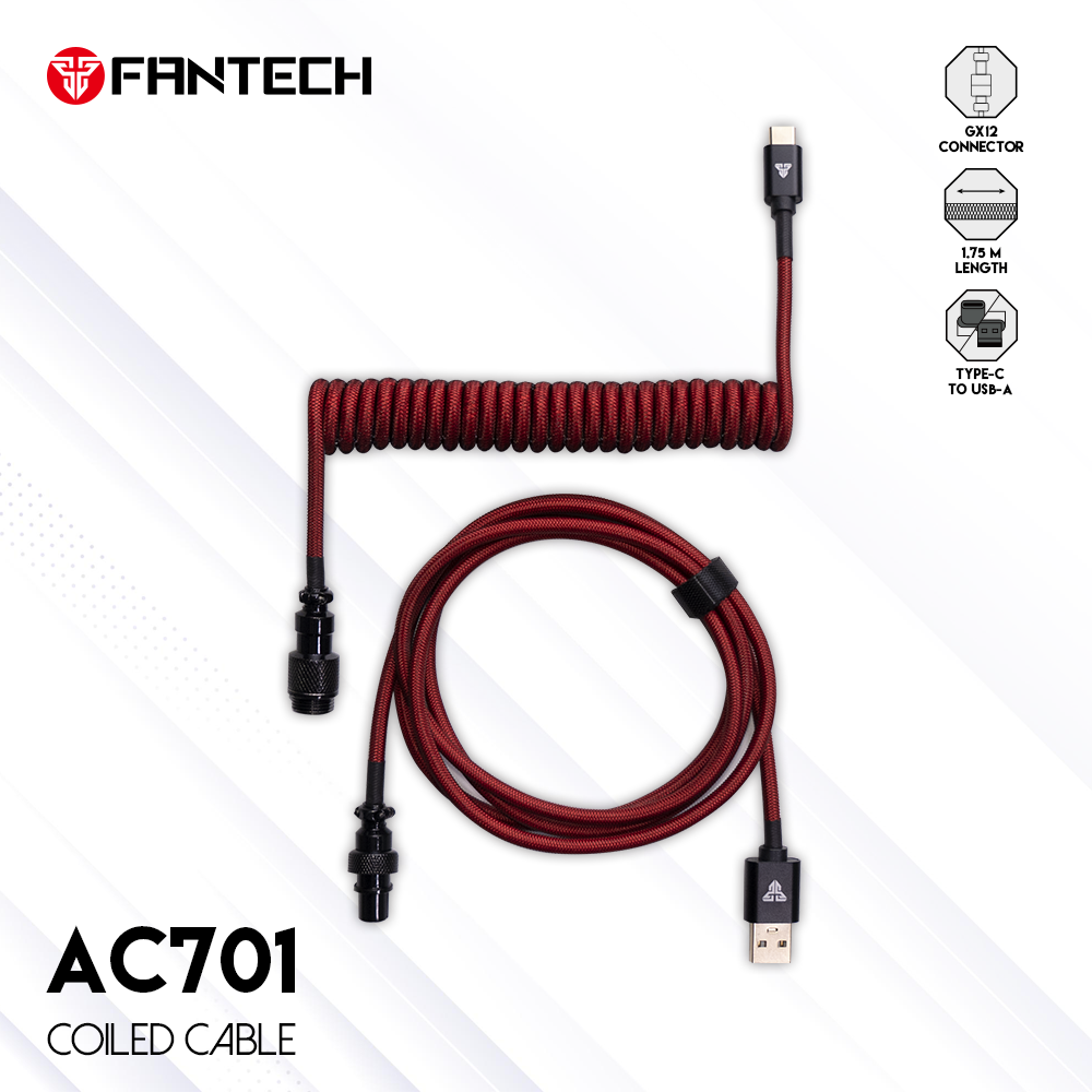 Fantech Coiled Cable Type C Aviator AC701 Kabel Keyboard Mekanik