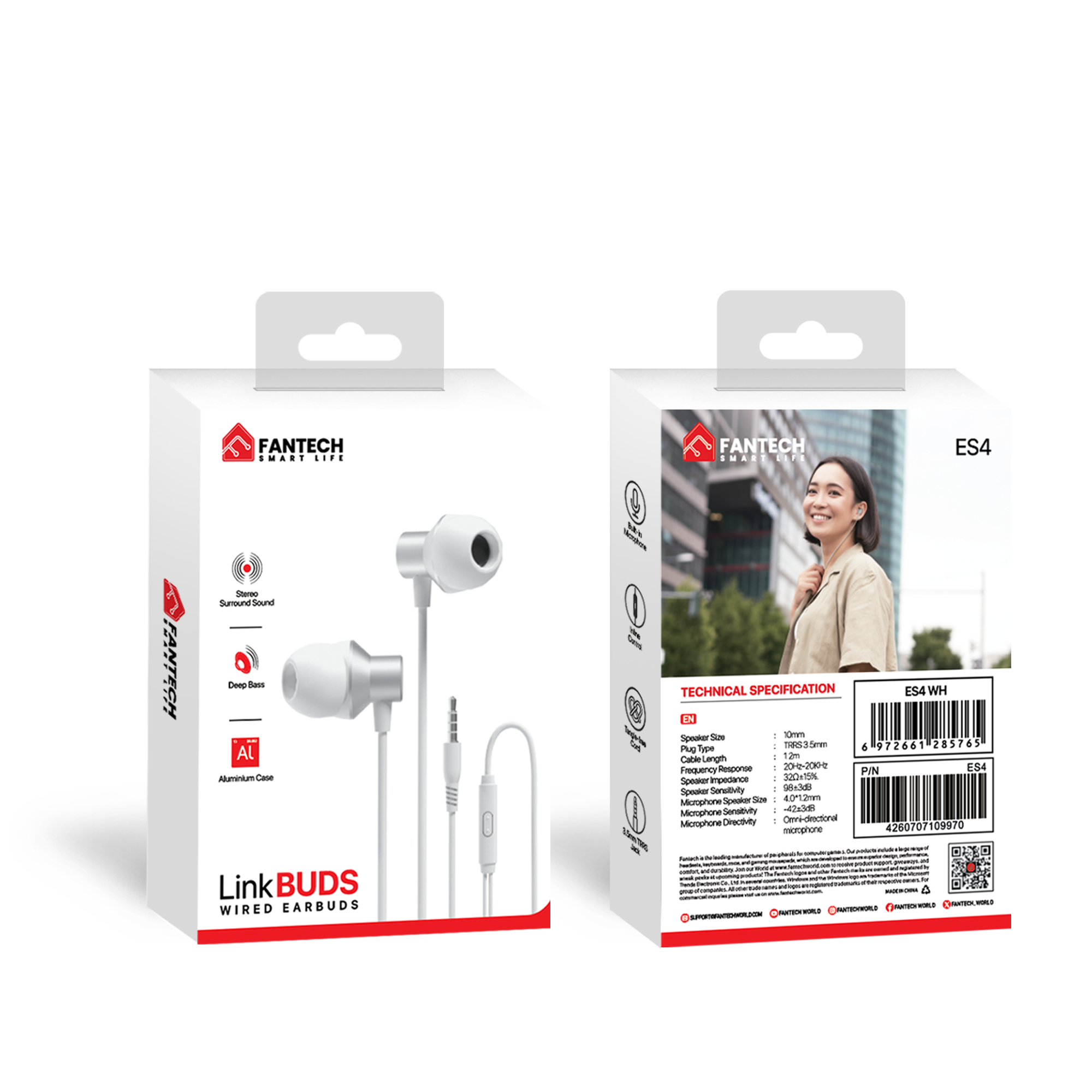 Fantech Headset Earphone Go Wired LinkBuds – Handsfree ES4