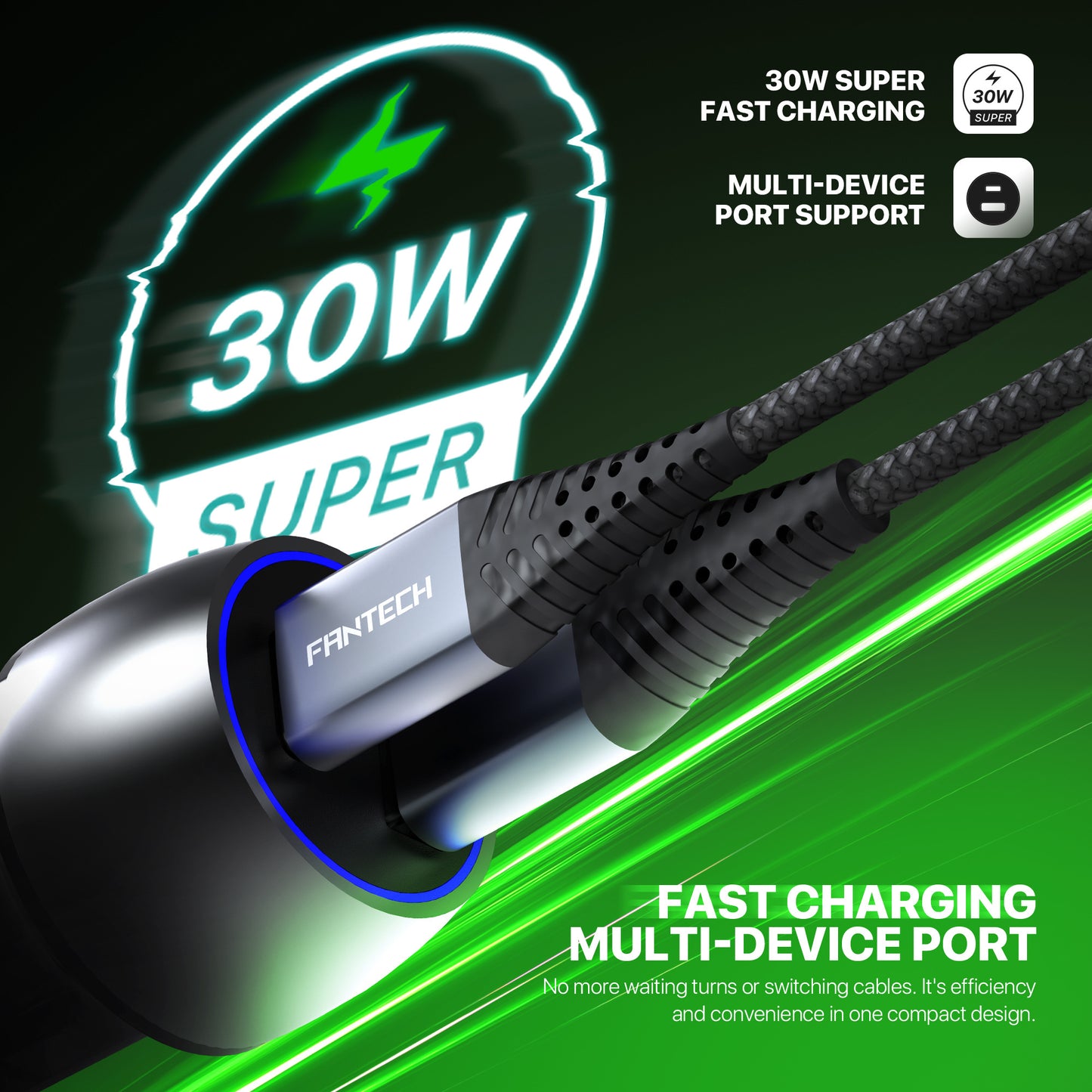 Fantech Powermove PME302 USB A + Type C 30W Super Fast Charging