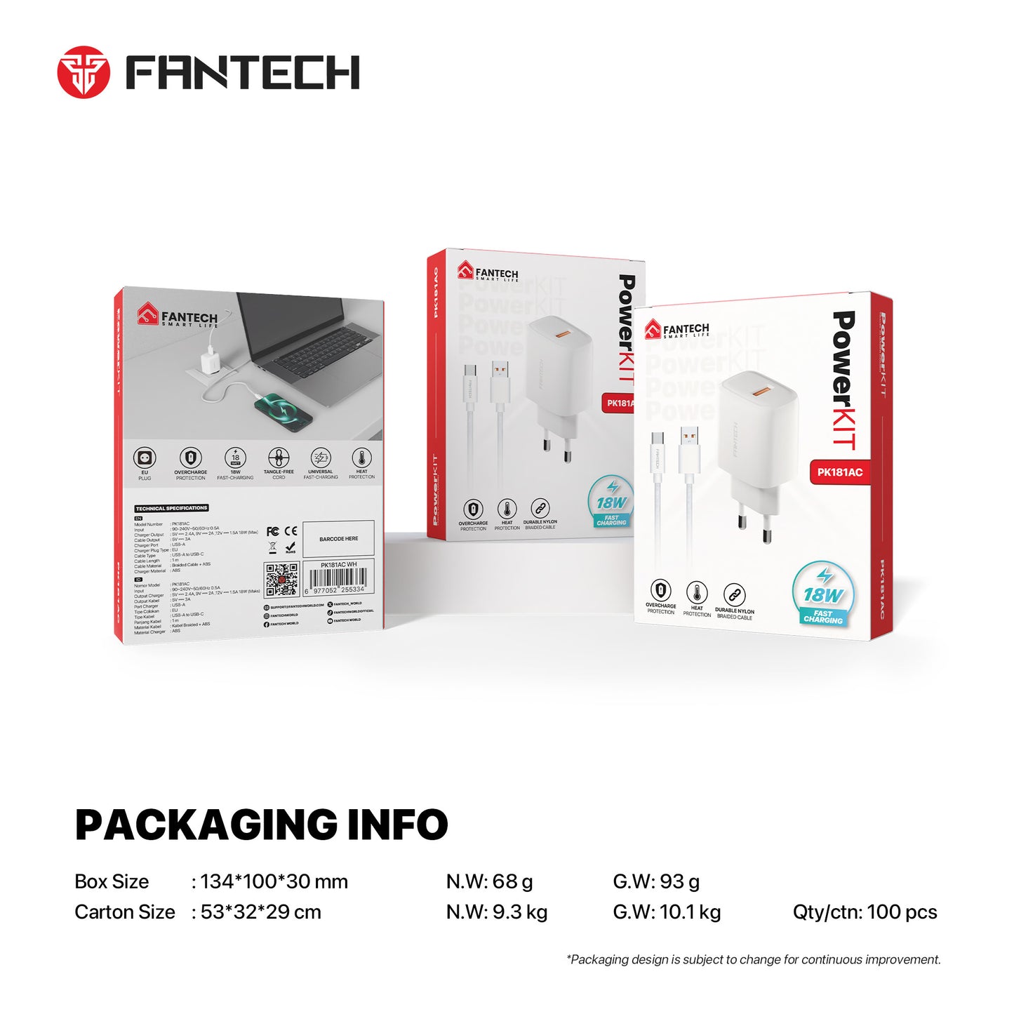 Fantech PowerKIT PK181AC Travel Charger Combo