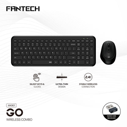 Fantech GO WK901 Combo Keyboard Mouse Wireless Ultra-Thin Silent