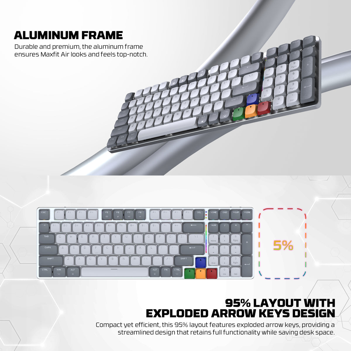 Fantech SUPER MAXFIT AIR Tri Connections Wireless Bluetooth Low Profile Keyboard Mechanical Gaming