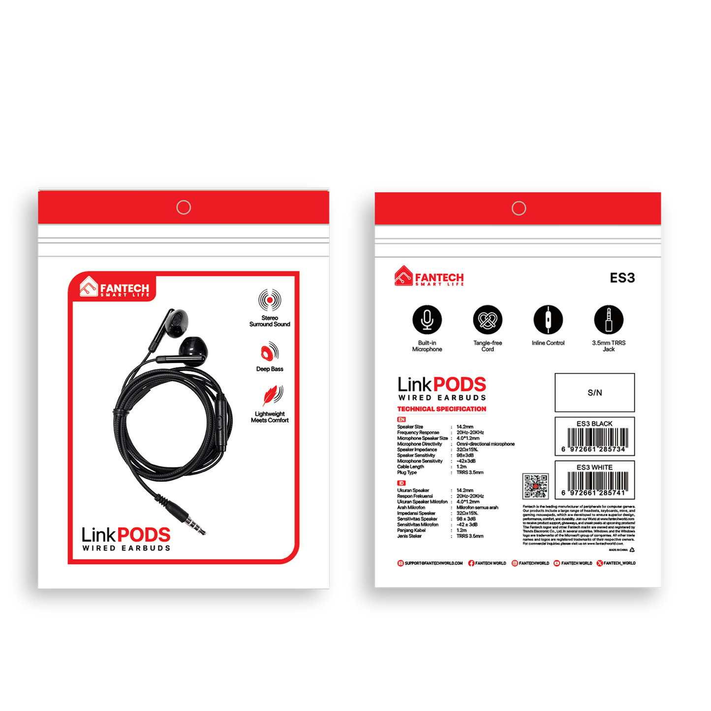 Fantech Headset Earphone Go Wired LinkPods – Handsfree ES3 - Fantech Indonesia