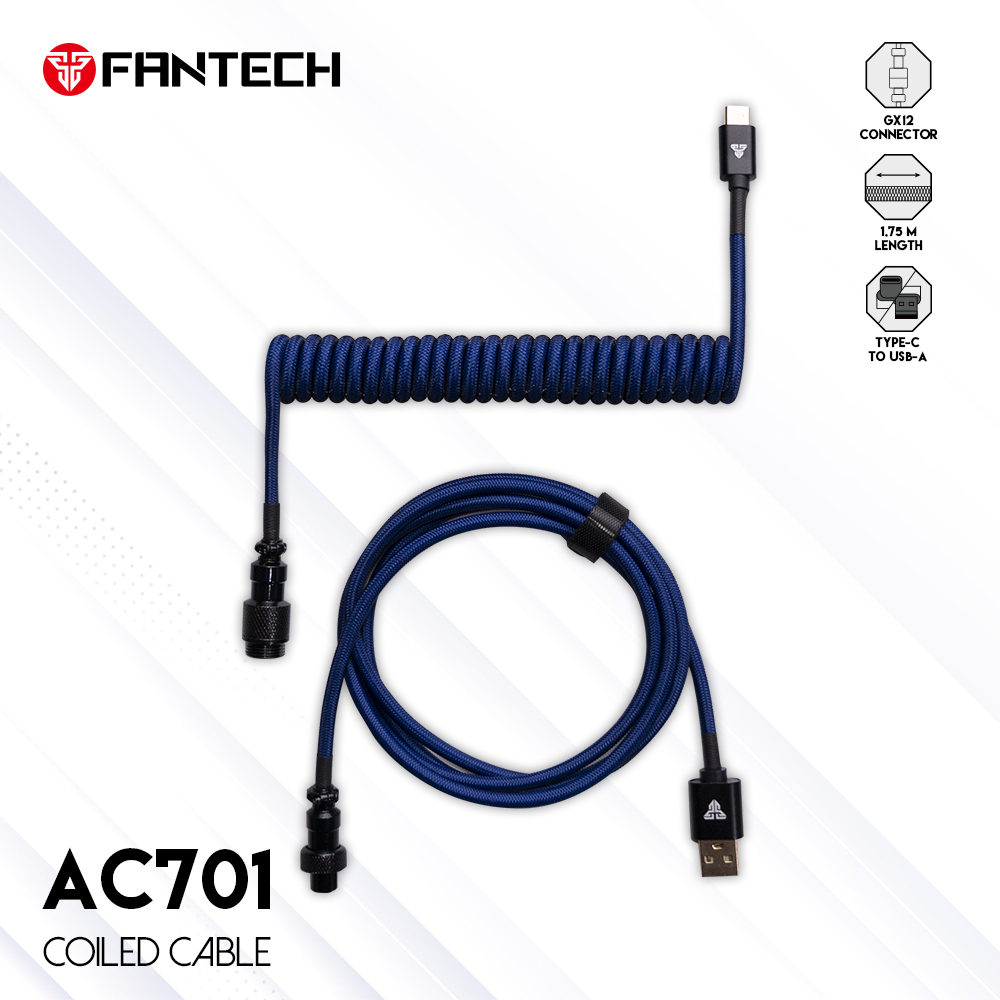 Fantech Coiled Cable Type C Aviator AC701 Kabel Keyboard Mekanik